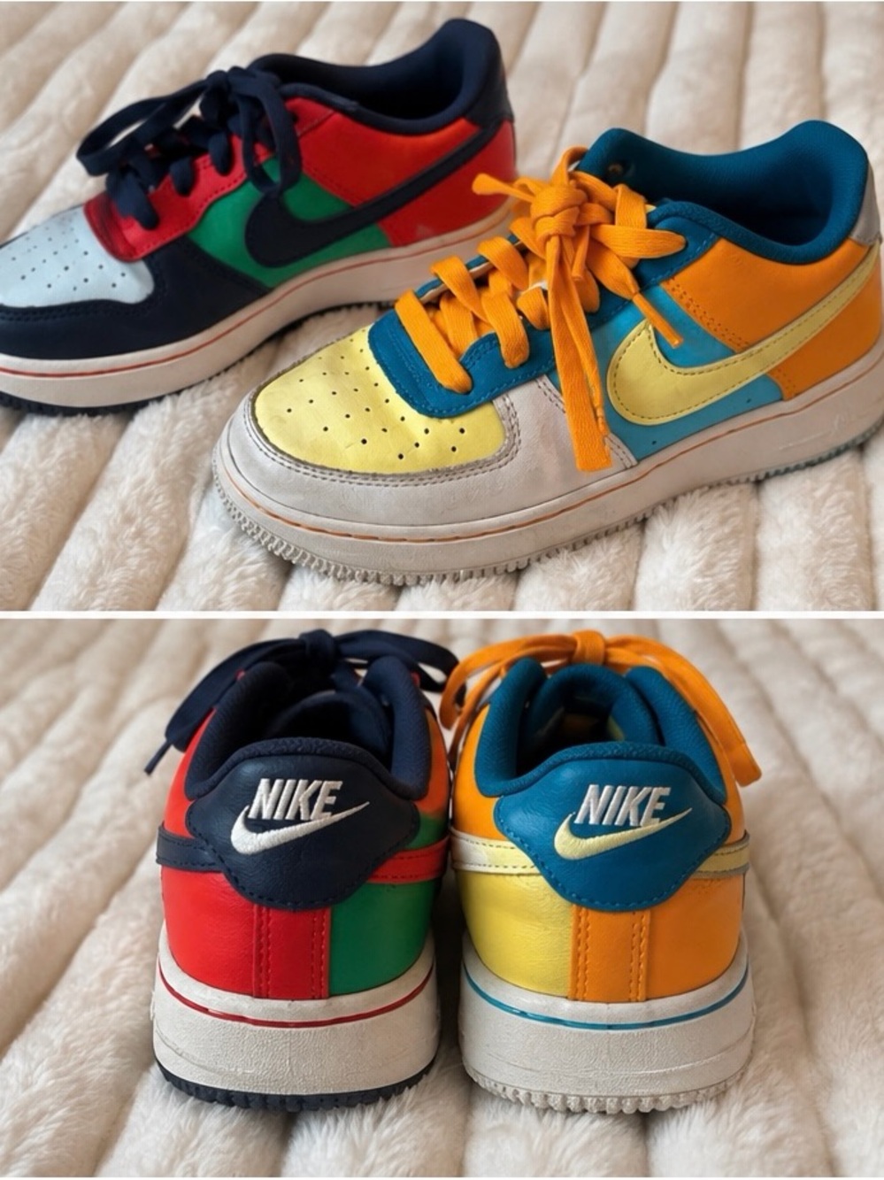 Nike Kids Low-Top Multicolor Sneakers - Yellow, Blue & Orange Accents